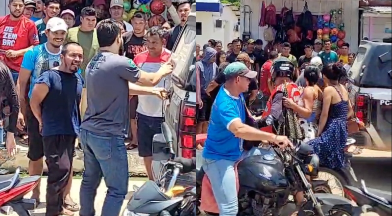 Homem agride policial após esfaquear o próprio pai em Tonantins