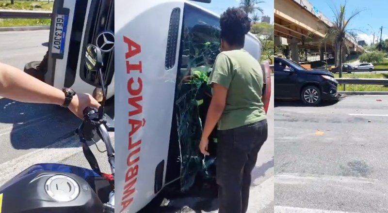 Ambulância capota e deixa enfermeiro em estado grave no ABC Paulista