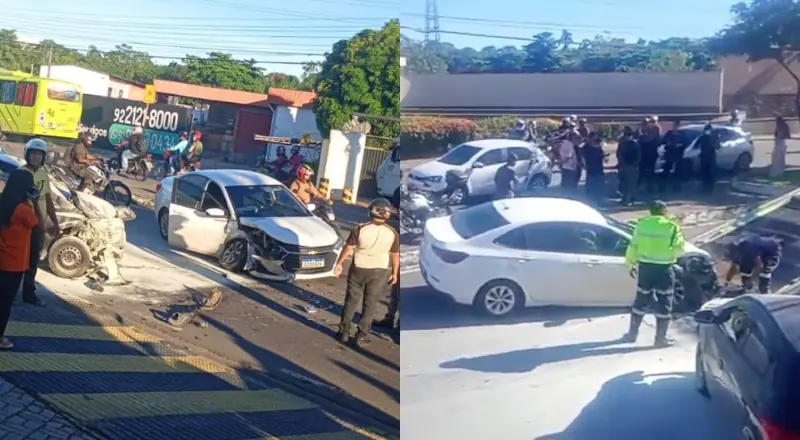 Acidente envolvendo dois carros deixa trânsito engarrafado no V8