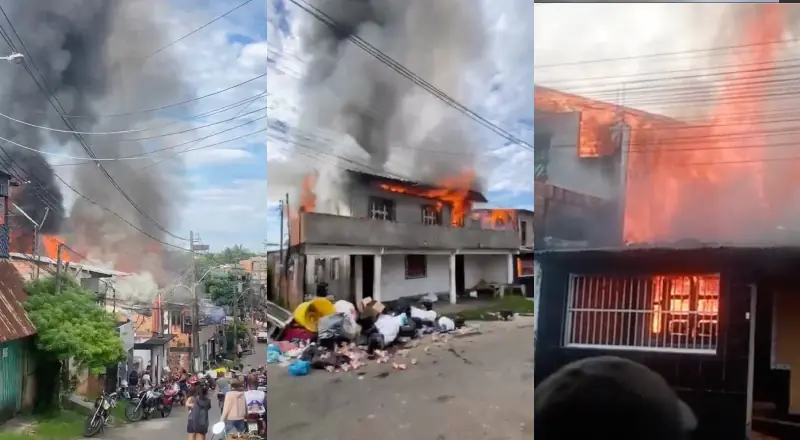 Incêndio de grandes proporções destrói casas e causa pânico em Coari