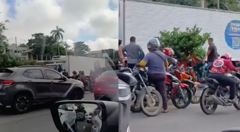 Acidente gravíssimo entre caminhão e moto na Avenida do Turismo