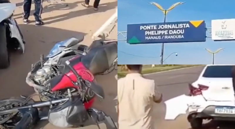 Manhã de caos no trânsito! Colisão tripla complica acesso à ponte