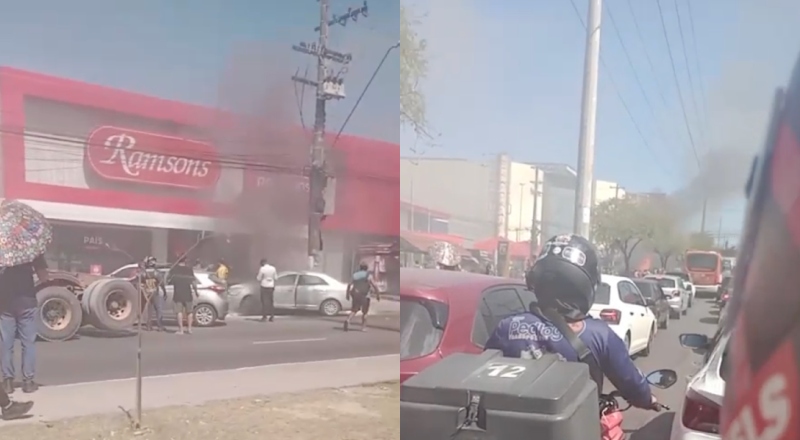 Incêndio em frente da Ramsons na Avenida Grande Circular: Transito Parado