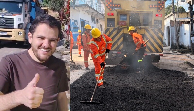 Em pleno domingo, prefeito Renato Junior atua em tapa-buracos