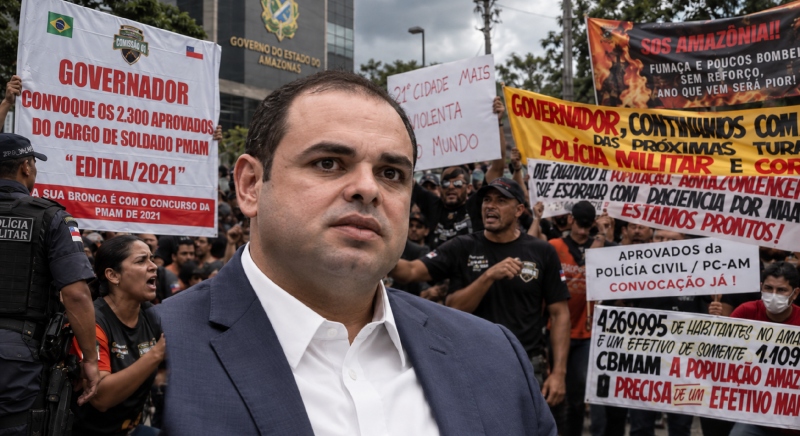 Chega de enrolação: aprovados da Segurança Pública protestam em Manaus