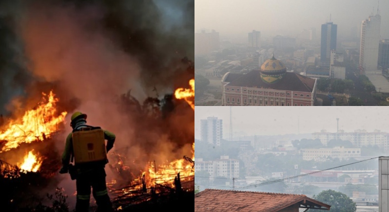 Manaus amanhece engolida pela fumaça e sem chuva à vista