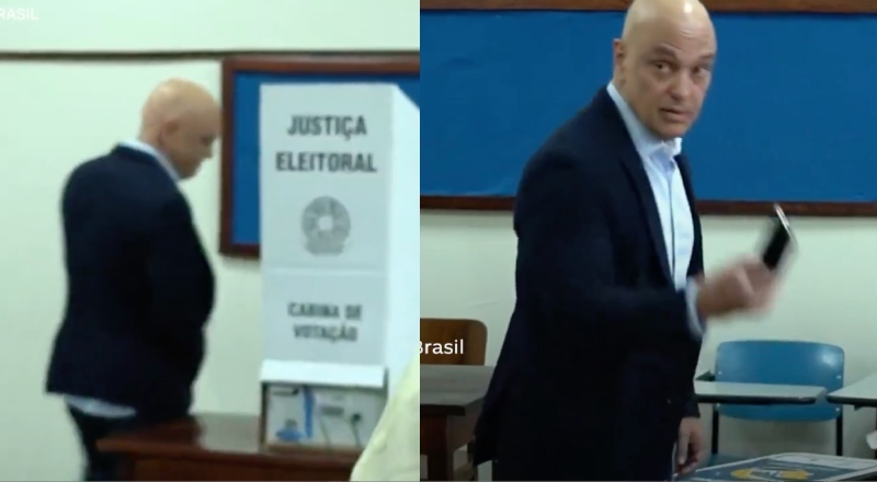 Sem dar entrevistas, Alexandre de Moraes vota em São Paulo com celular