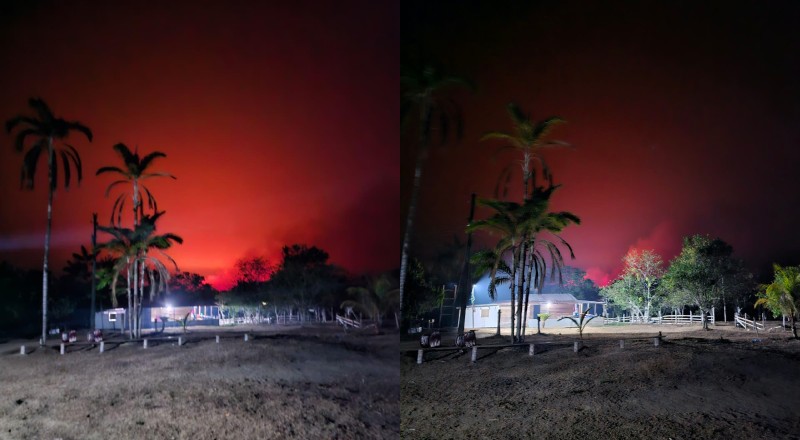 Noite de céu vermelho: Incêndio em Novo Remanso ameaça moradores