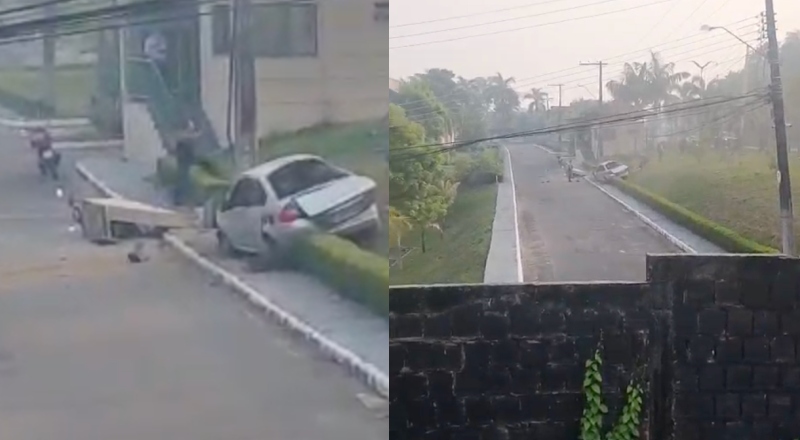 Carro desgovernado invade condomínio e causa ferimentos em Ponta Negra